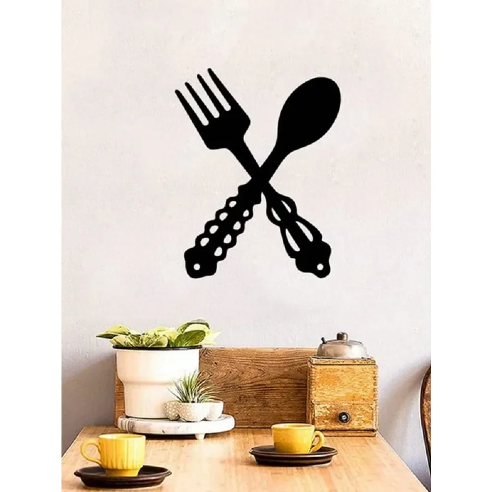 CIFBUY 2Pcs Fork Spoon Iron Wall Art Metal Sculpture Rust Proof Outdoor Home Kitchen Dining Hanging Decor Gift Plaque Sign