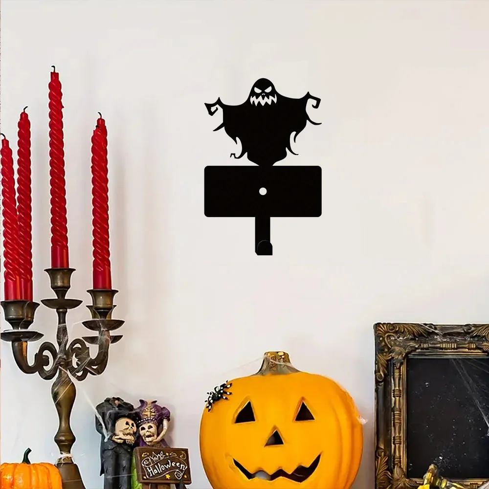 Lovely 1pc Halloween Wall Decor Hooks: Metal Key Holder and Adorable Ghost Metal Wall Hanger. A Coat Rack for Pet Leash