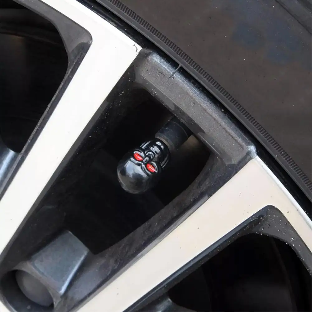 4pcs Car Motorcycle Wheel Tire Valve-Stem Caps Skull Funny Air Caps Cover Universal Truck Motorcycle Bike Car Tires Valve Stem