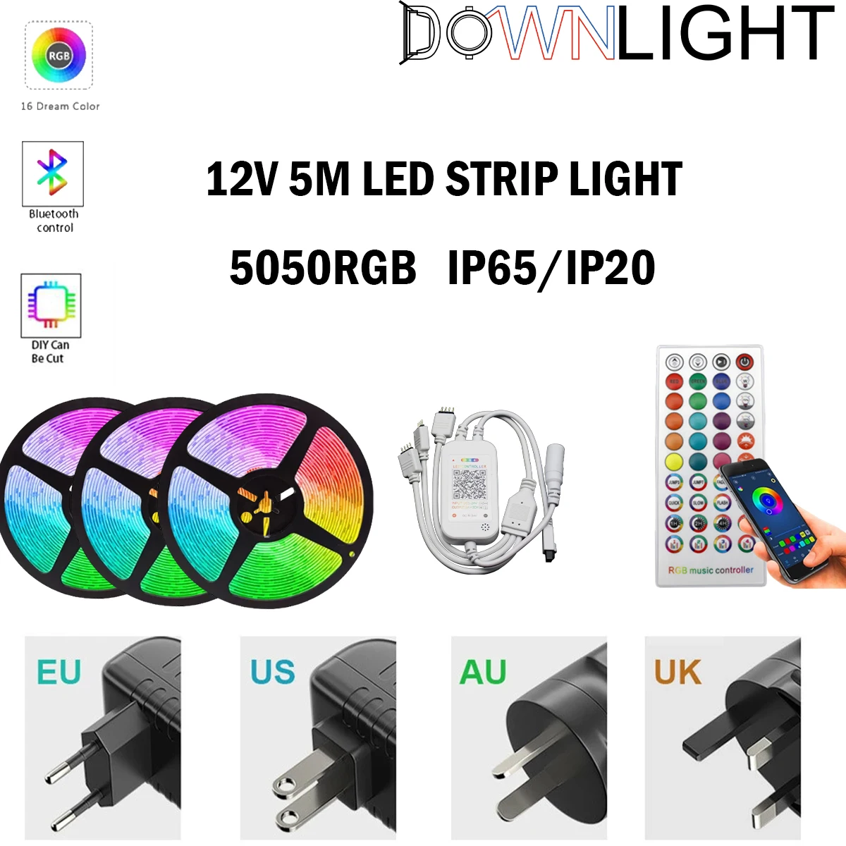 

Светодиодная лента, яркая, IP65/IP20, с Bluetooth-управлением, Гибкая RGB 5050, декоративная лампа, ночник для украшения дома, ярких праздников