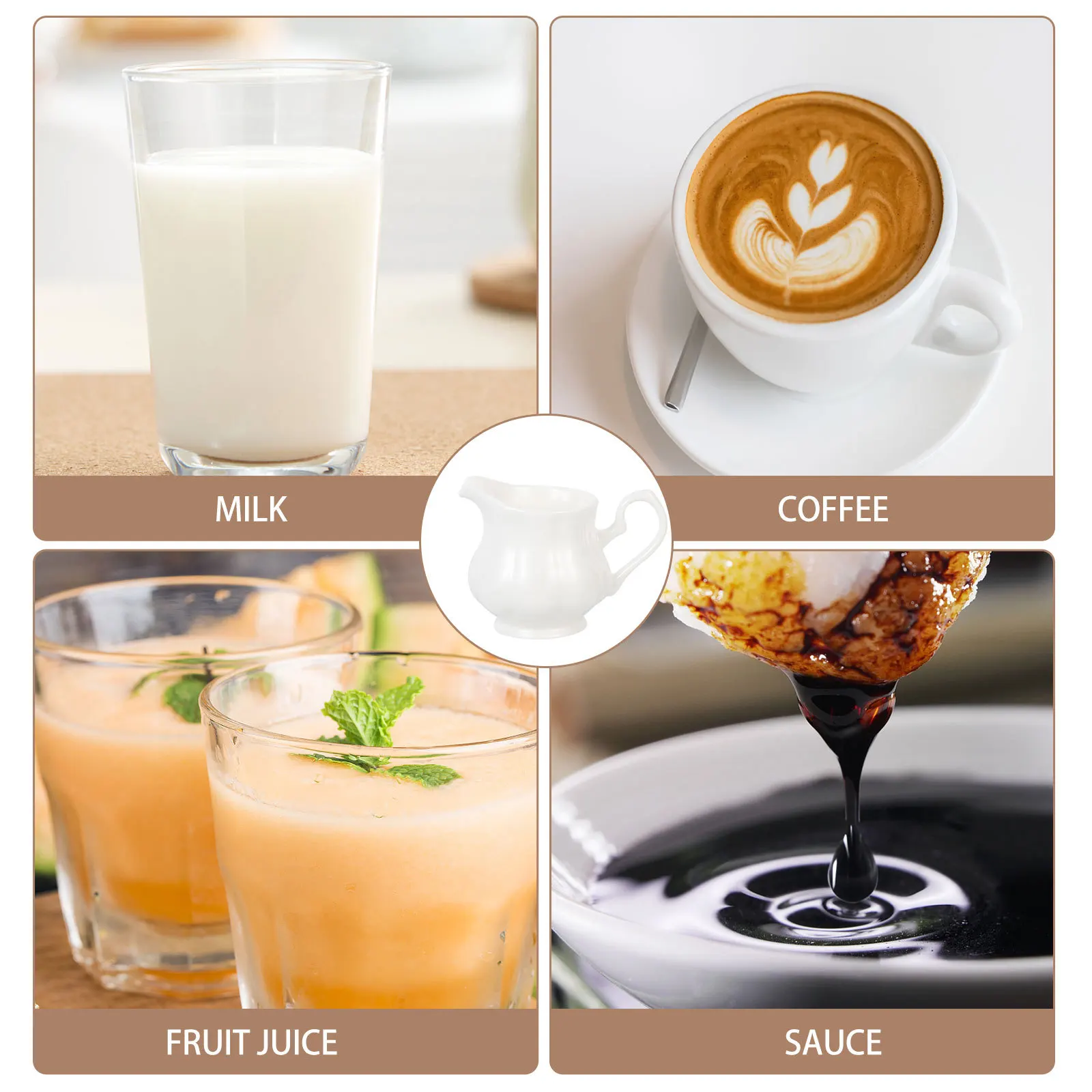 

Ceramic Milk Jug White Elegant Design Large Capacity Multi-Function Milk Container Coffee Pitcher Sauce Storage Jar