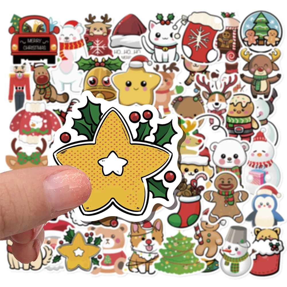 10/30/50 Stück Kawaii Weihnachten Weihnachtsmann Aufkleber Niedlicher Lebkuchenmann Tier Cartoon Aufkleber Koffer Laptop Handy Aufkleber Geschenk