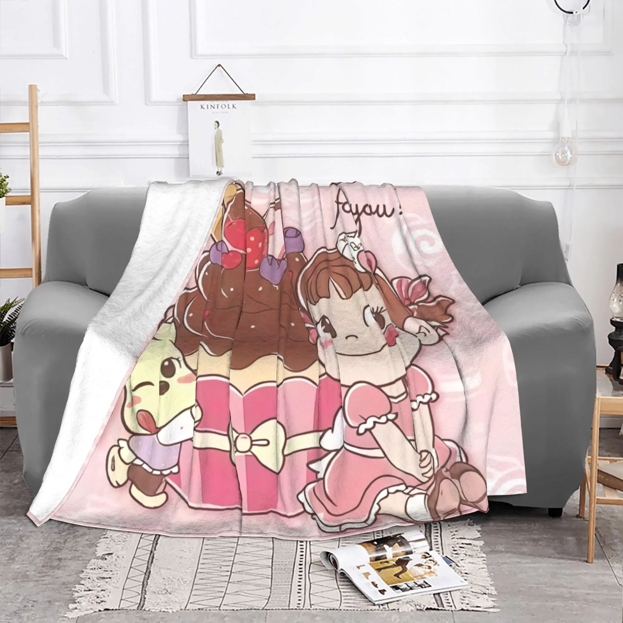 1PC Smile for You Dessert Fujiya home room decorations Winter Blankets for Adults Bedding Home Interior Sofa Knee