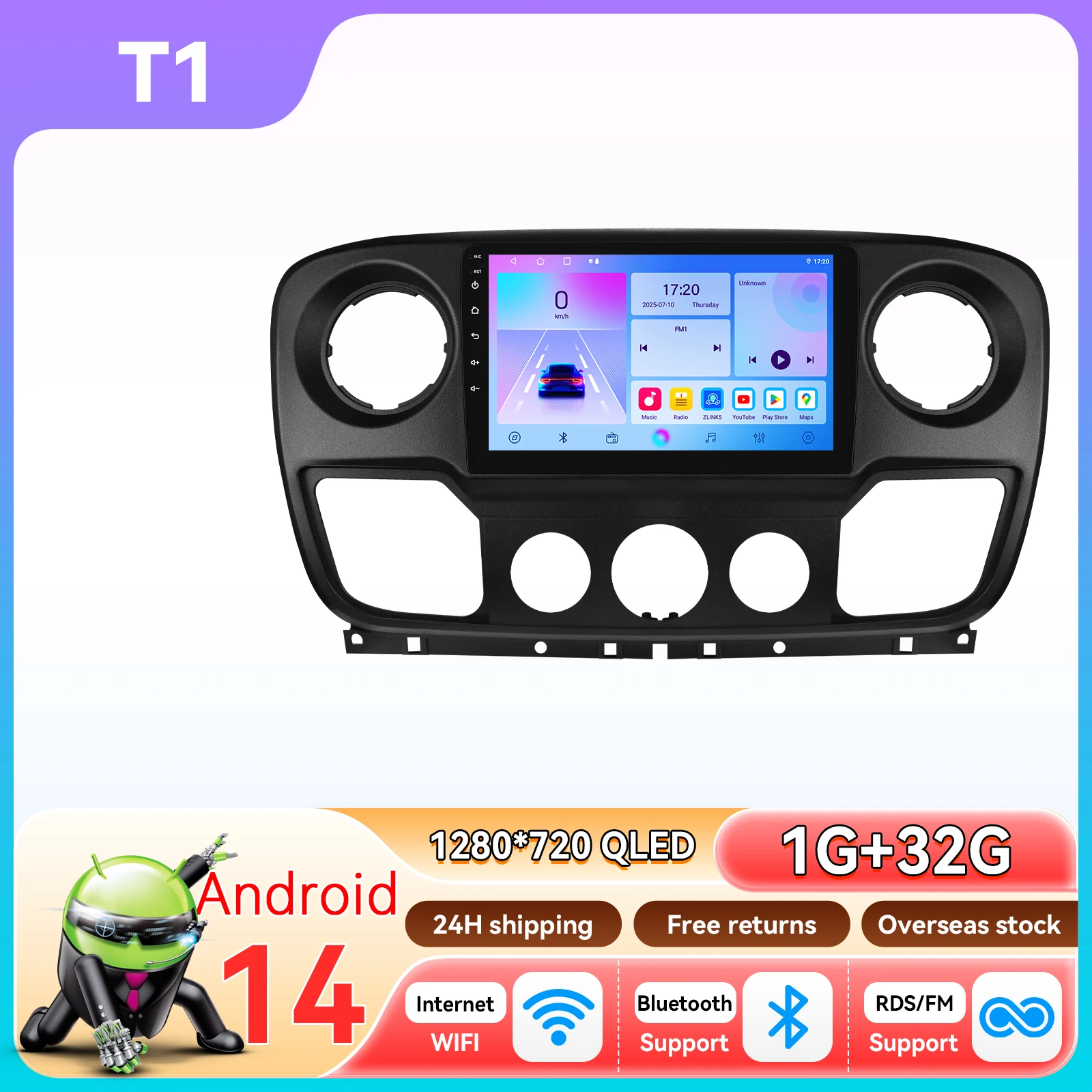 Android 14 autoradio voor Renault Master III 3 Nissan NV400 Opel Movano 2010-2021 Intelligente Carplay Auto Multimedia GPS 4G 6115