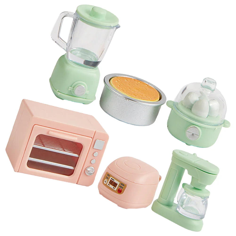 Casa de bonecas mini cozinha panela de arroz casa de bonecas aparelho comida jogar utensílios em miniatura adorável abs aparelhos minúsculos