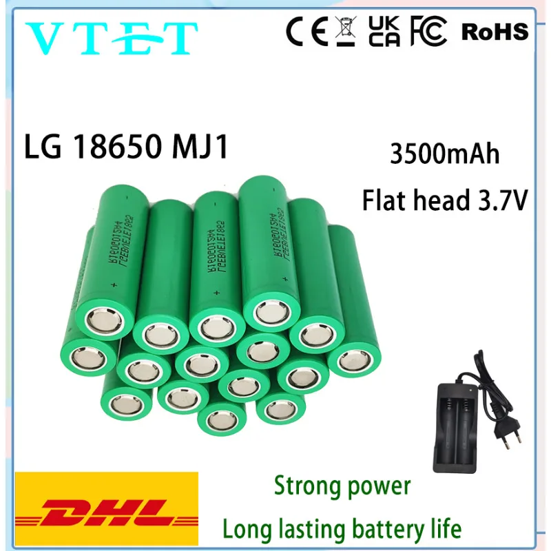 VTET nouvelle batterie au lithium 18650 3500mAh 3.7v 25A INR18650 MJ1 batterie pour outil électrique haute puissance 18650 batterie rechargeable + chargeur