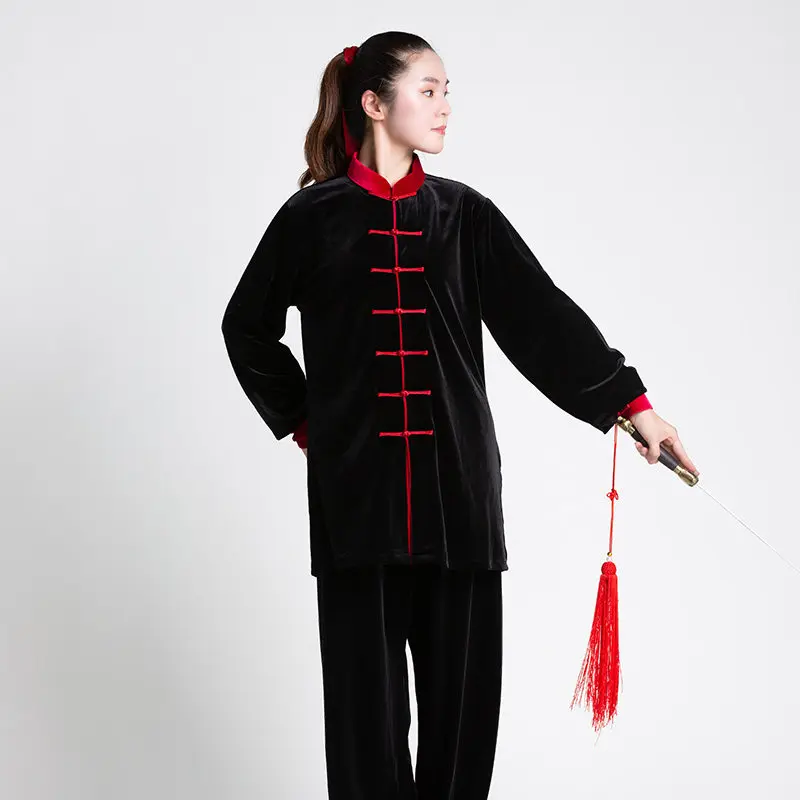 Martial Arts Tai Ji Suit Women's Clothing 2025 New High-End Velvet Autumn and Winter Thickening Exercise Men's Spring