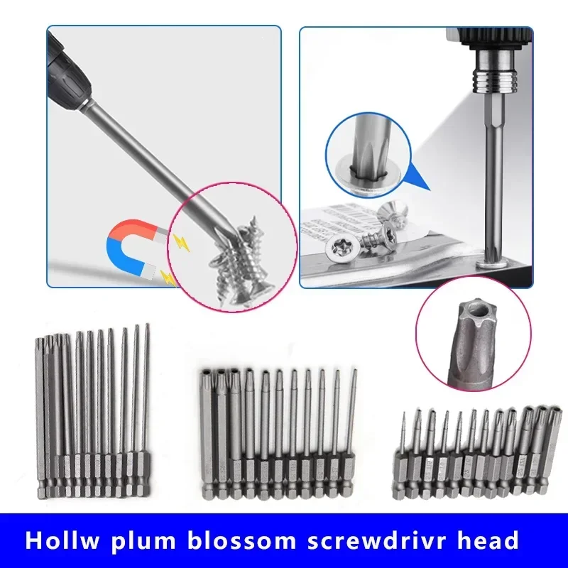 Torx Security Bit Set Screwdriver Drill Set 1/4 Inch Hex Shank 4 in Length S2 Steel Torx Screwdriver Bit Set 11/12pcs Torx Head