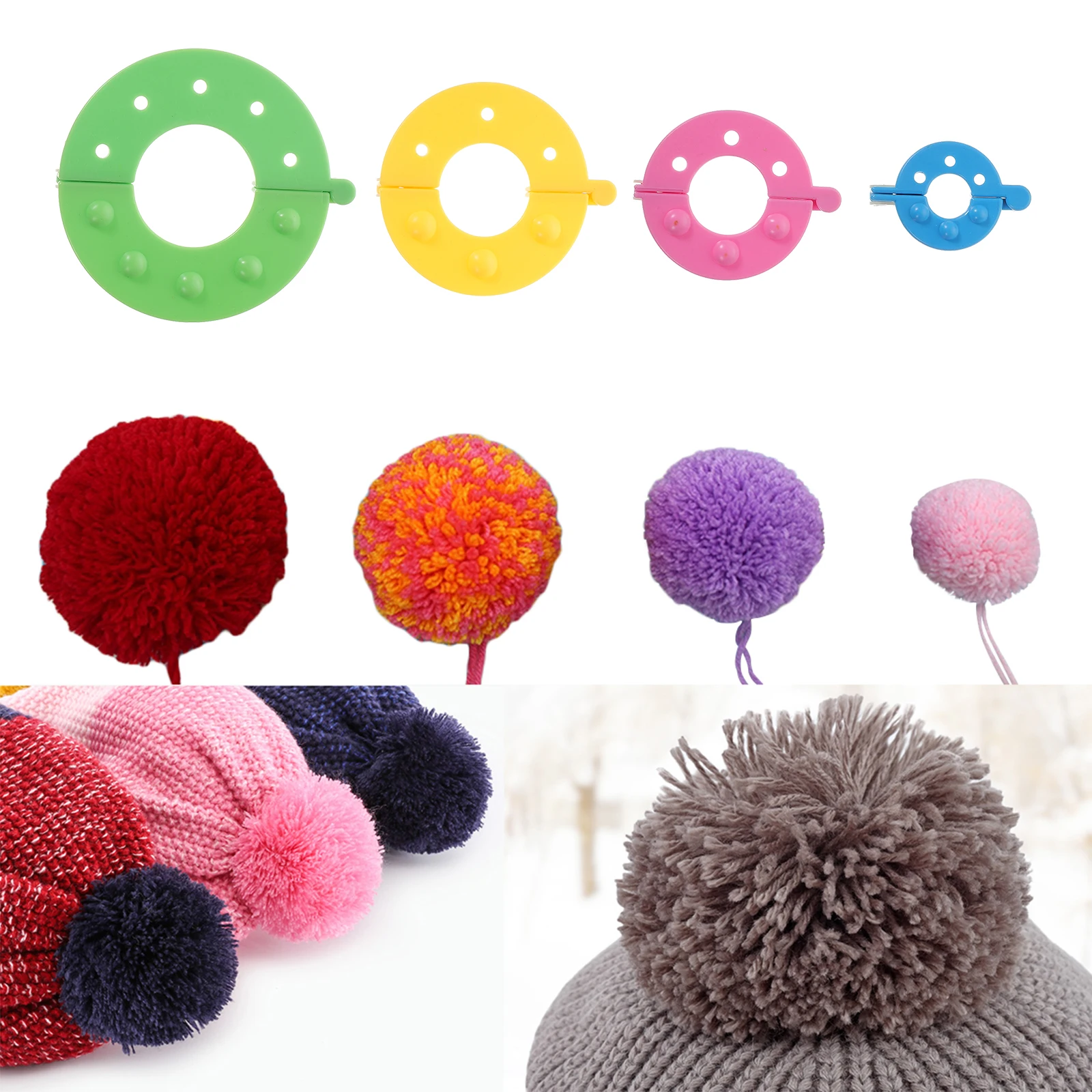

8Pcs Fluff Ball Makers 4 Sizes Pompom Maker Set with ABS Resin Craft Tool for Creative DIY Projects Pompom Makers
