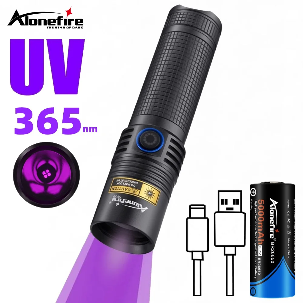 

20W 365nm UV Flashlight Purple Ultraviolet Torch Invisible Ink Stains Pet's Stains Ore Money Scorpion Hunting Detection SV59