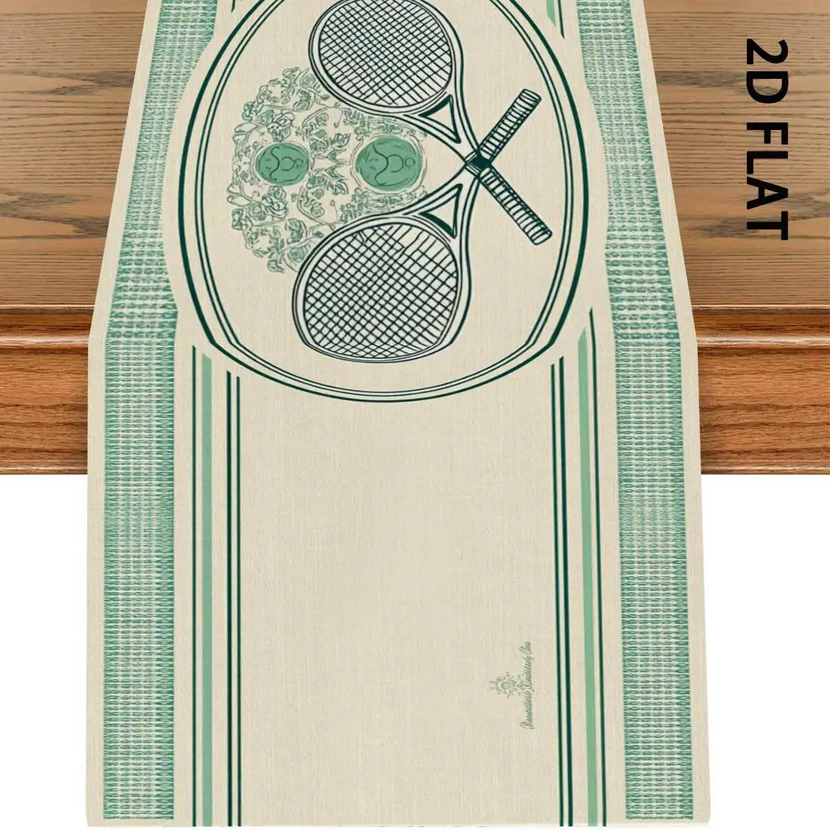 1 Piece of Vintage Tennis Racket Pattern Table Runner, Suitable for Farmhouse, Indoor, Kitchen, Celebrations, Table Decoration, Restaurant and Banquet Decoration Supplies