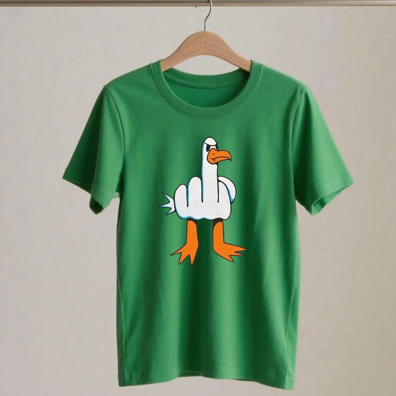 Mens Funny T-Shirt Rude Seagull Design Regular Fit Cotton Tee Women Men Print Cartoon Graphic Cotton T Shirts Breathable Workout image 6