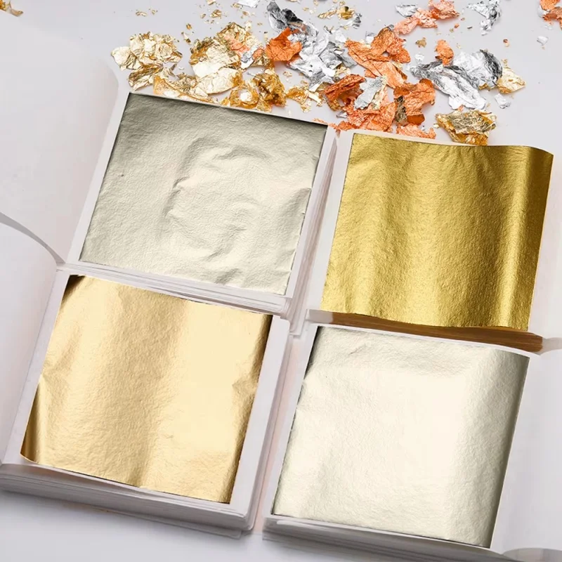 

100 Sheets Imitation Gold Foil Paper Leaf Gilding DIY Epoxy Resin Mold Jewelry Making Filling Decorate Resin Crafts Tool