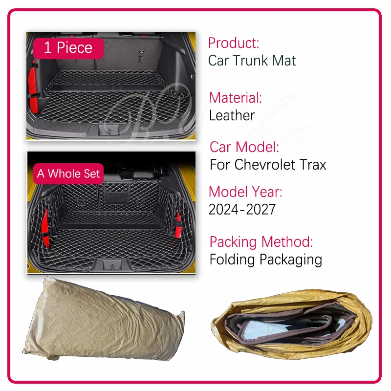 Leather Car Trunk Mats For Chevrolet Trax Seeker MK2 2024 2025 2026 2027 Anti-dirty Storage Pad Cargo Liner Rug Auto Accessories