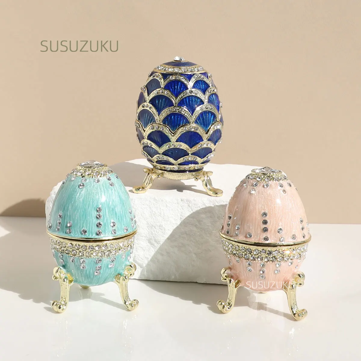 

Шкатулки для мелочей в форме яйца, винтажные, изысканные, со стразами, на петлях, для гостиной