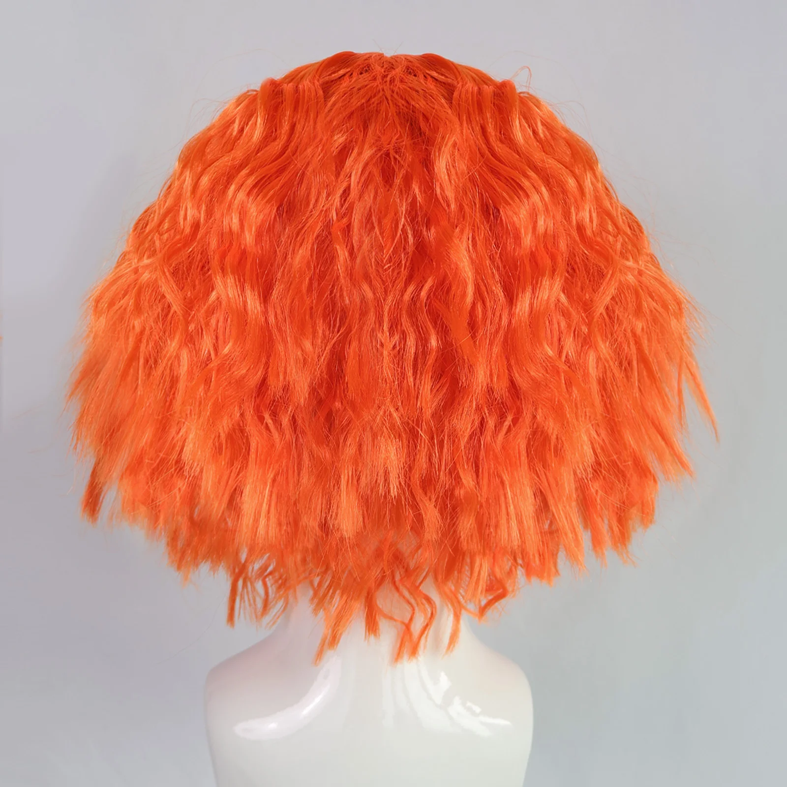 Orange Synthetic Wig Short Layered Fluffy Curly Anime Cosplay Wig with Eyebrows for Men for Halloween Party Costumes Christmas