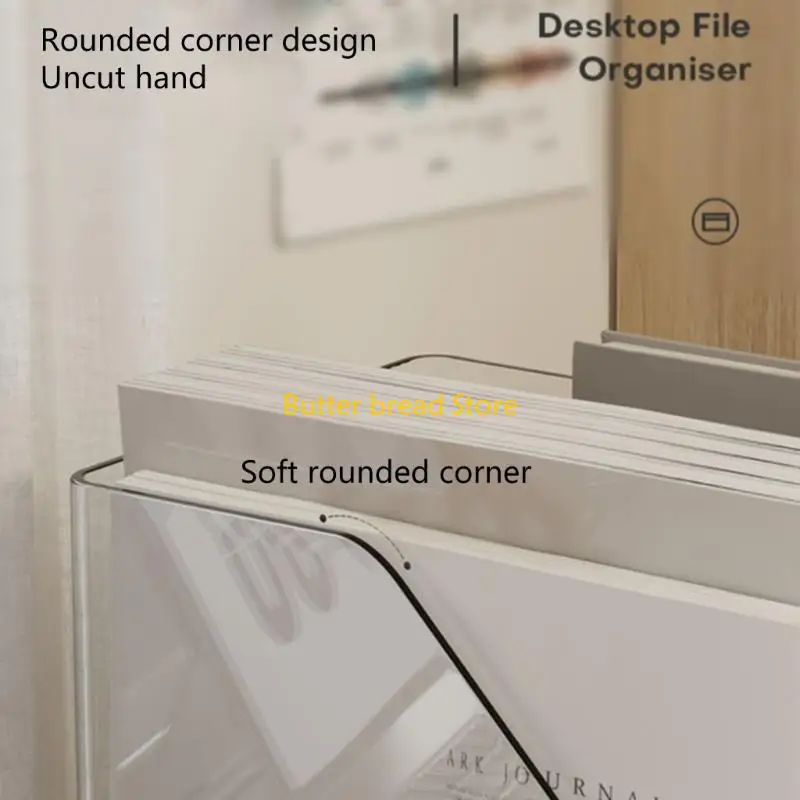 W89C Desk Rack for File Folder Mail Letter Books Holder Shelf Office Clear File File Holder File Sorter