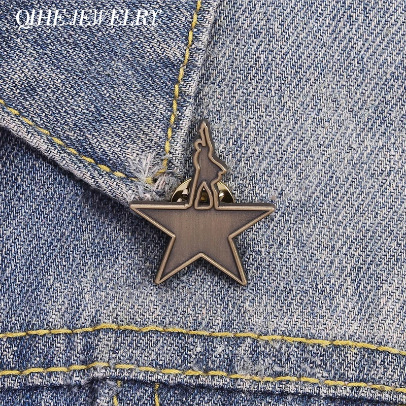 Hamilton Gold Star Logo broche esmalte Pin Retro teatro Musical broches de Metal mochila solapa insignia joyería de moda regalo para fan