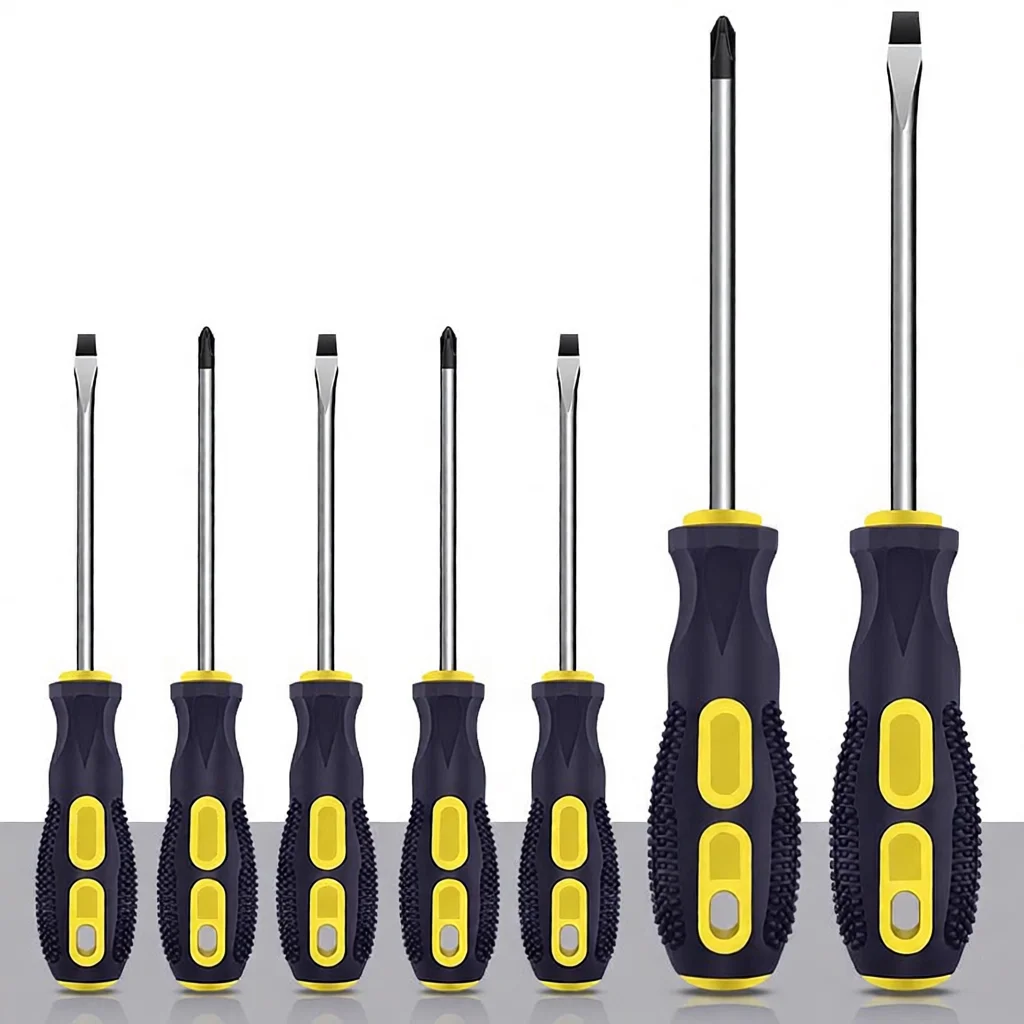 Durable Manual Screwdriver Massage Grip Magnetic Bit Cr V Steel Hand Tool Furniture Repairing Tool Home Improvement Utility Gear