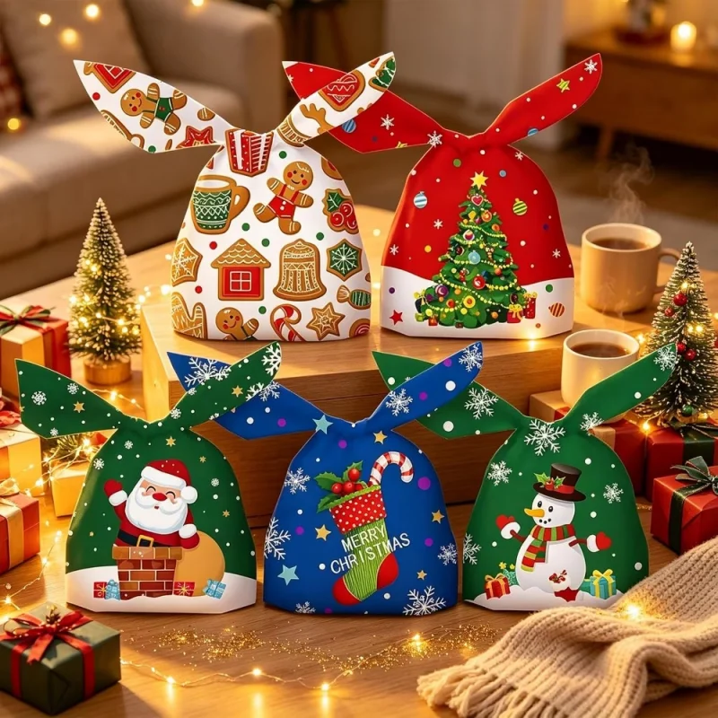 Christmas Sweet Bags Cartoon Father Christmas Gift Bags Snack Baked Goods Christmas Gift Bag Party Biscuit Pastry Packaging Bags