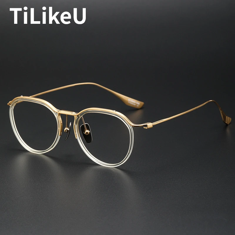 

Retro Eyebrow Line Acetate Titanium Frames Eyeglasses Men Women Designer Shaped Irregular Glasses Optical Myopia Glasses Frames