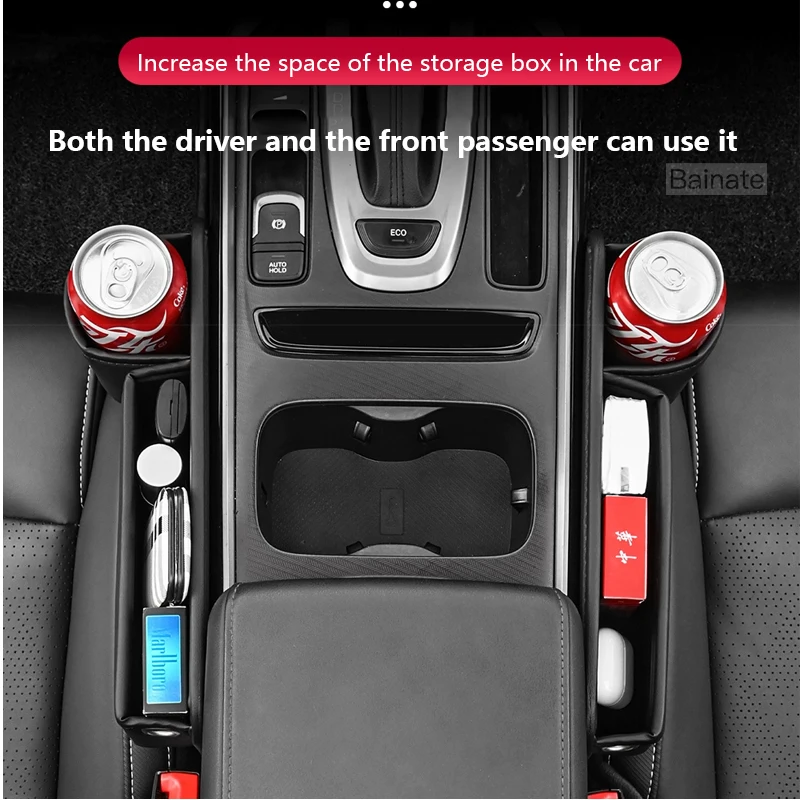 กระเป๋าเก็บของในช่องว่างเบาะรถยนต์หนังแท้สำหรับรถยนต์เมอร์เซเดส-เบนซ์ พร้อมที่วางแก้วน้ำ สำหรับรถเบนซ์ คลาส A B C E S คลาส GLB GLC GLE SLK SLC