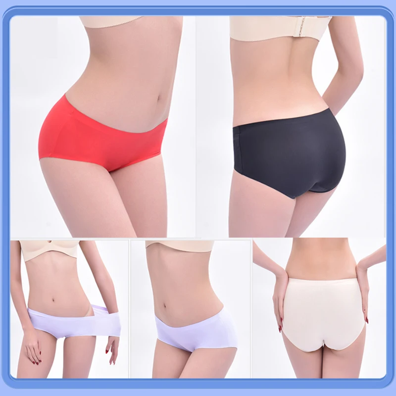 Youpin Women Panties Ladies Ice Silk Seamless Underwear Women's Comfortable Breathable Mid-waist Light Sexy Lady Plus Size Panty