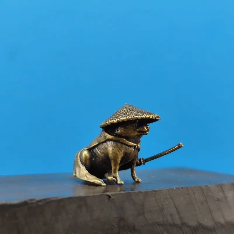 Statua in ottone Ronin Shiba Inu, figura del guerriero del cane samurai, regalo da collezione in metallo per i fan degli anime