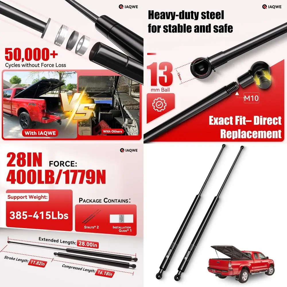 

Heavy-Duty 28 Gas Struts for 400lb Tonneau Cover, Truck Cap, RV, and More (385-415lb Capacity) - 2 Pack