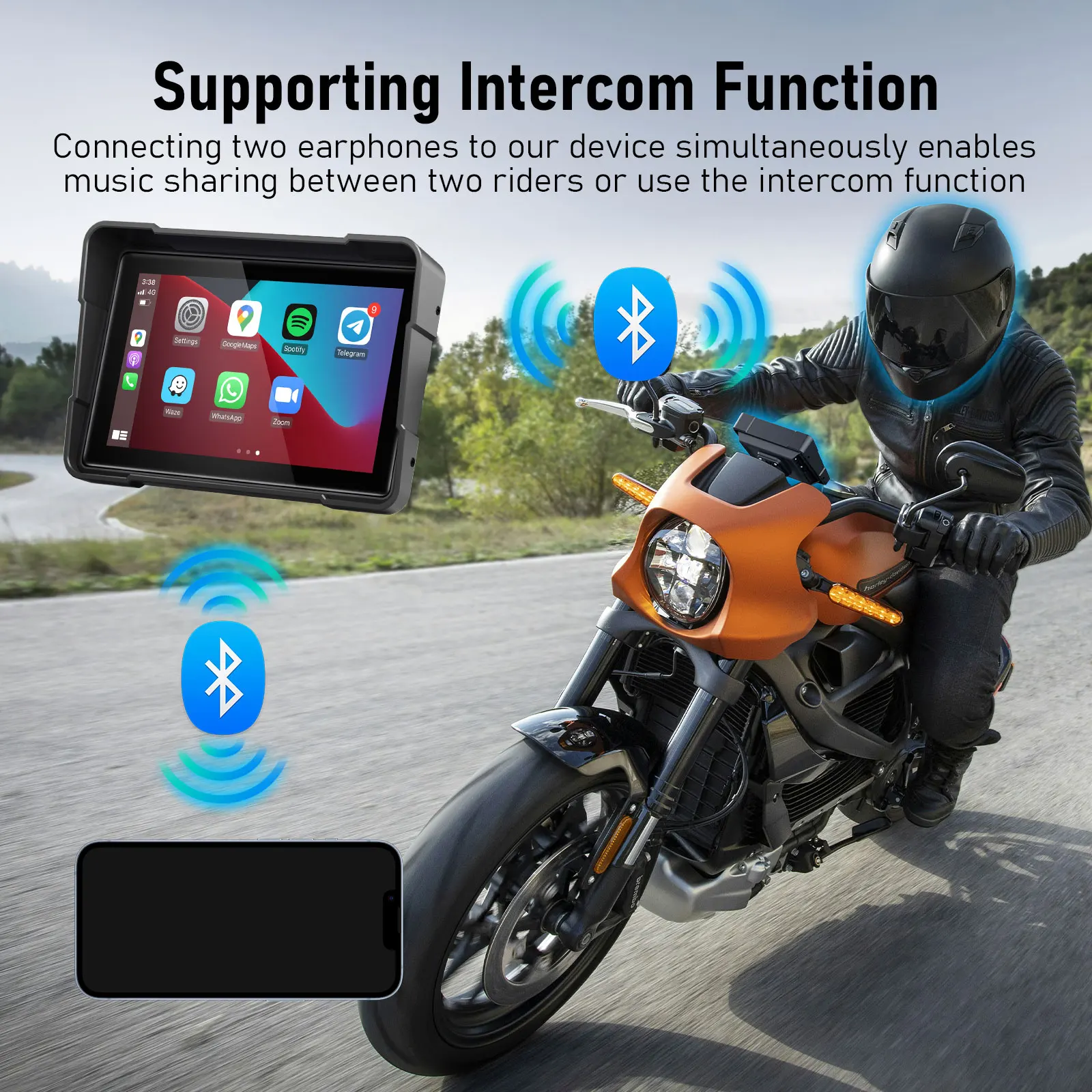 옵션 DVR, 무선 CarPlay 및 Android Auto, 휴대용 내비게이션 디스플레이를 갖춘 Lemorele 5인치 오토바이 GPS 화면