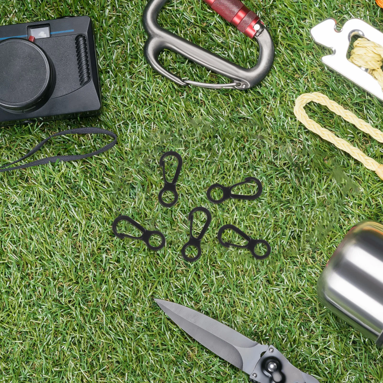 

50 Pcs Mini Carabiner Camping Mountaineering Safety Spring Buckle Bag Hanging Black Pom
