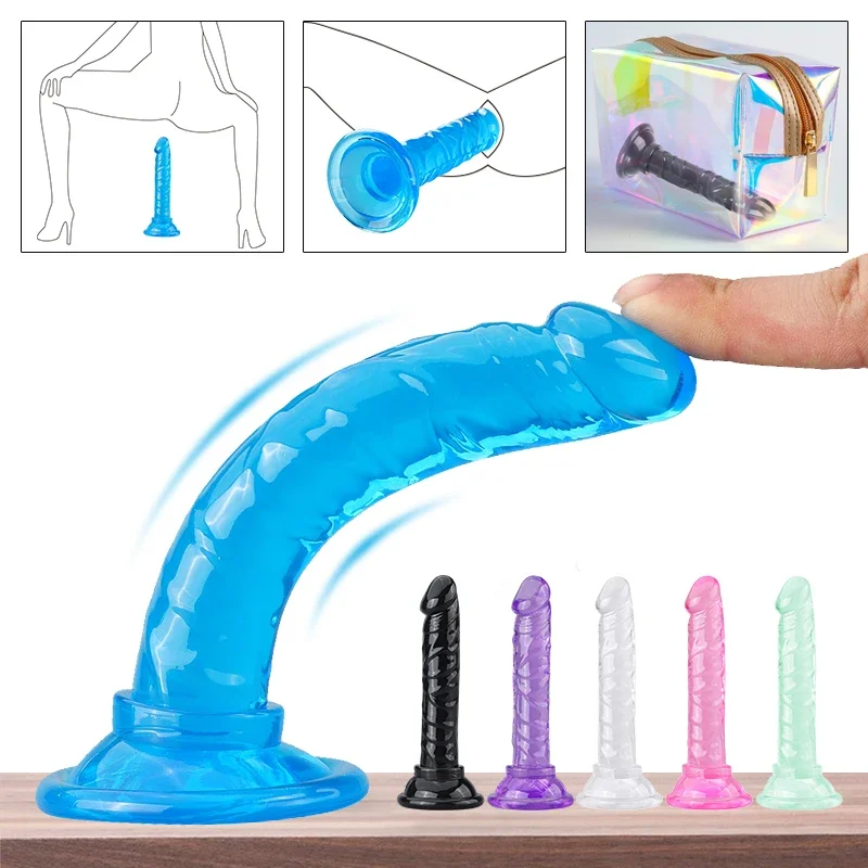 Dildo morbido traslucido realistico Jelly Dildo 5 colori opzione piccolo Dildo simulazione pene Mini Dildo giocattolo giocattoli del sesso per donna