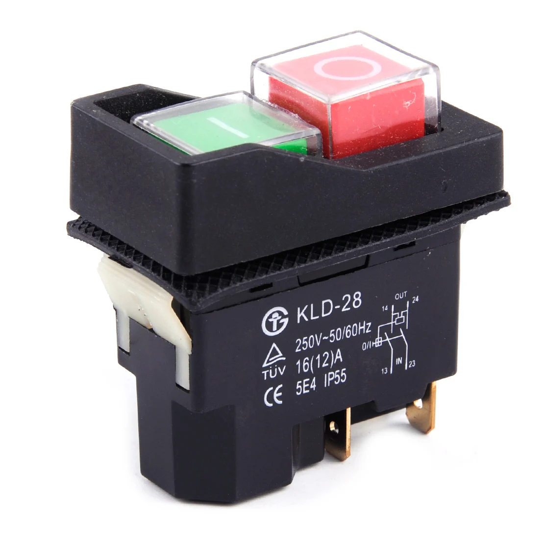 LETAOSK 250V IP55 KLD28 4 Pin Start Stop On Off Volt Release Switch Fit for Workshop Machines