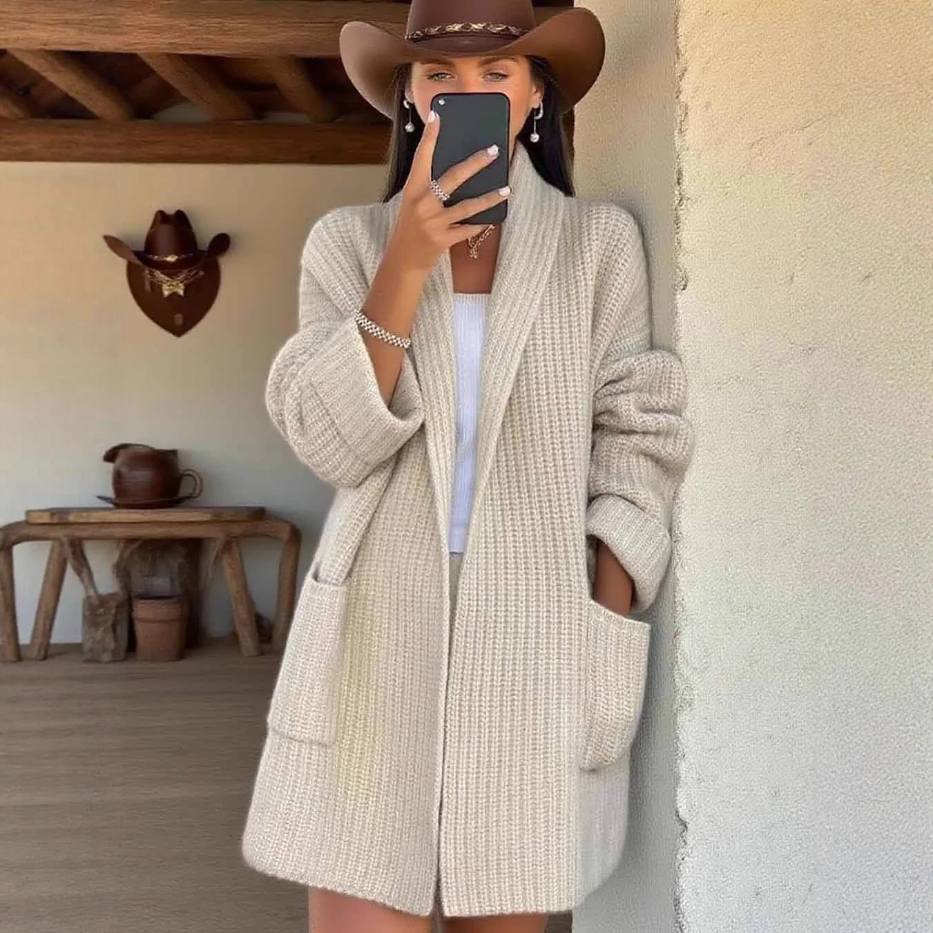 

Autumn Winter Cardigan Women Long Sleeve Knitted Sweaters For Women Casual Pocket Solid Coat Jacket Women Outerwear