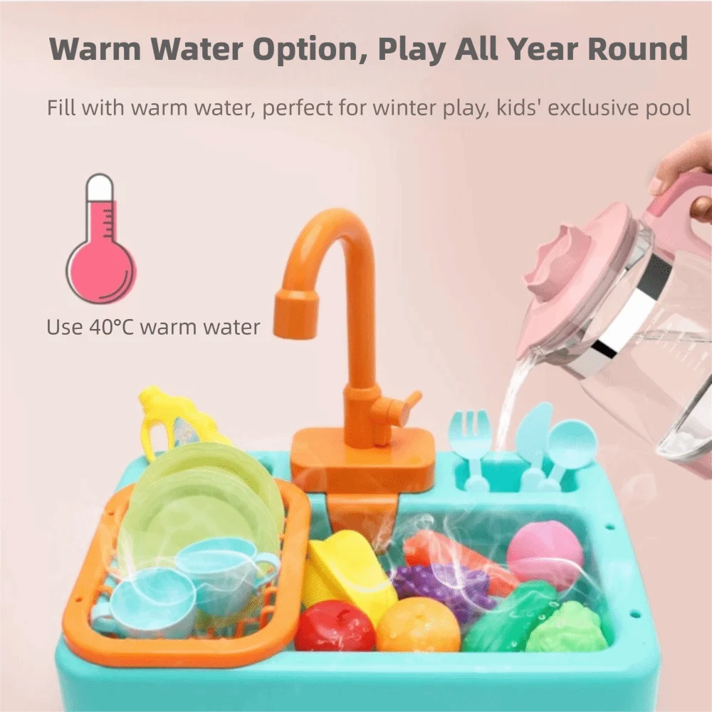 Zestaw Wysokiej Jakości Interaktywna Zabawka do Zmywarki Trwała Ciekawa Zabawka Zlewozmywak Wielofunkcyjna Kuchnia Symulacja Zabawka Kuchnia Zabawa