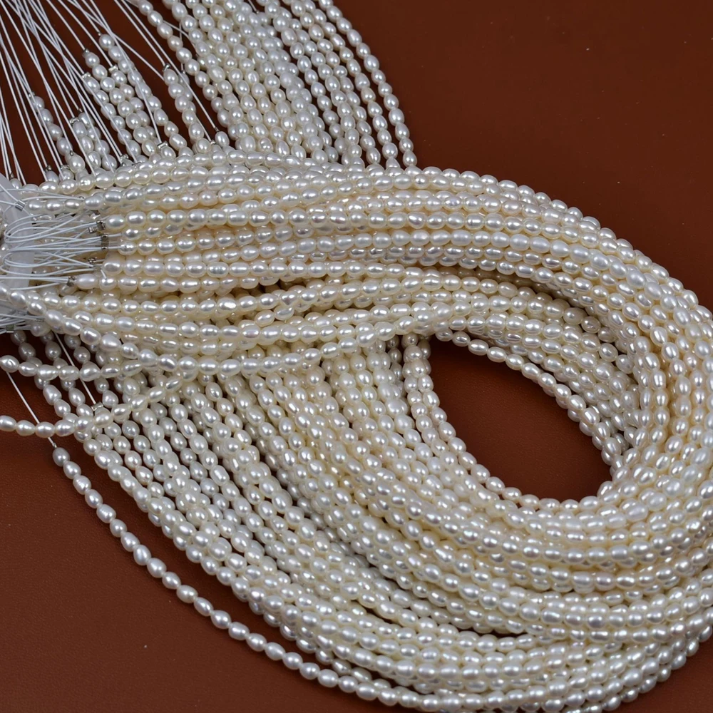

High Quality Natural Freshwater Pearls AAAA 3-4mm Delicate Small Rice Beads 100% for Jewelry Making DIY Women Necklace Accessory