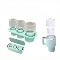 3-Grid Ice Cube Tray For Stanley 30/40 Oz Tumbler Cups Reusable Cylinder Silicone Molds With Lid Drink Juice Coffee