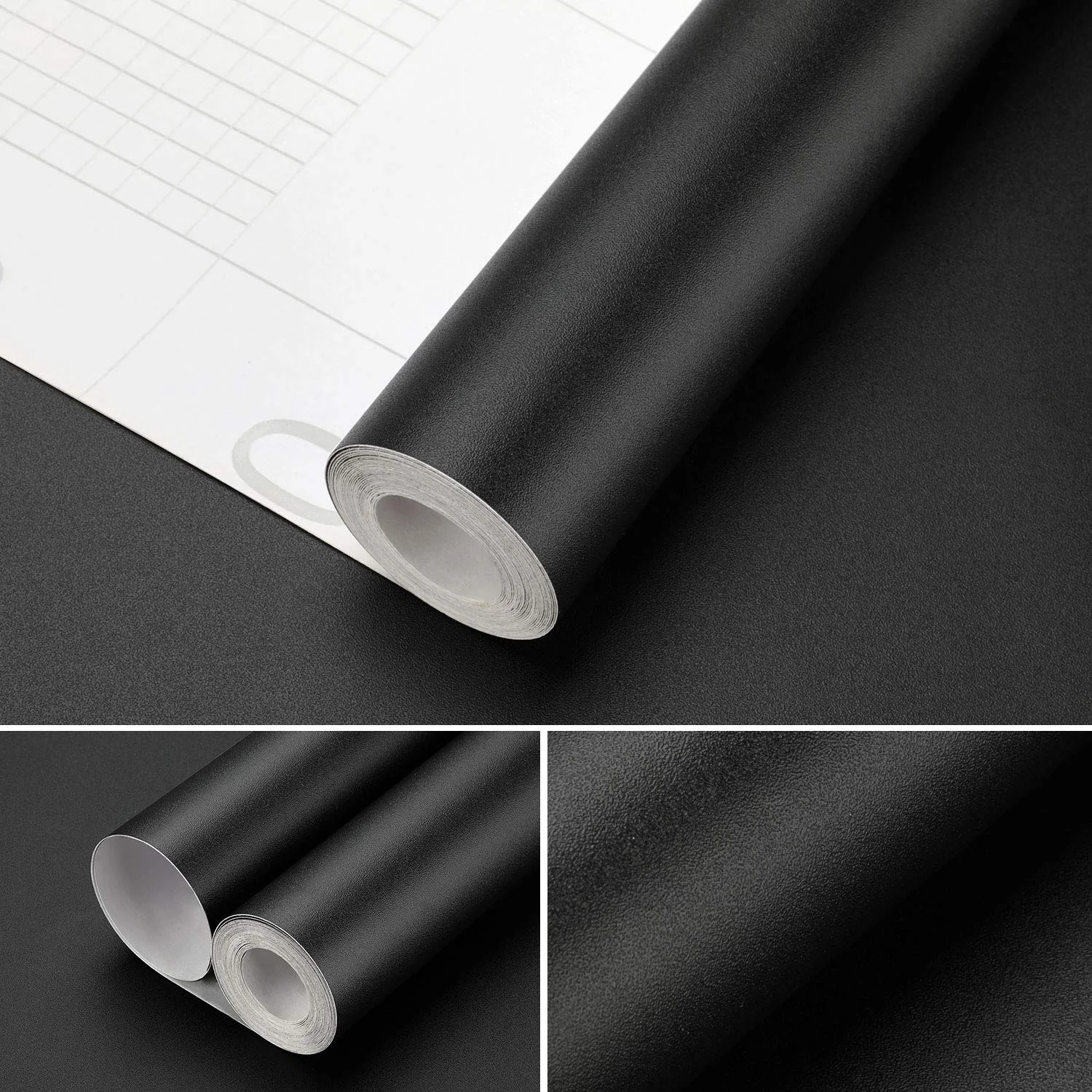 Pure Matte Black Self-Adhesive Waterproof PVC Wall Sticker Suitable For Home Decoration In Living Rooms Bedrooms Cabinets Etc.
