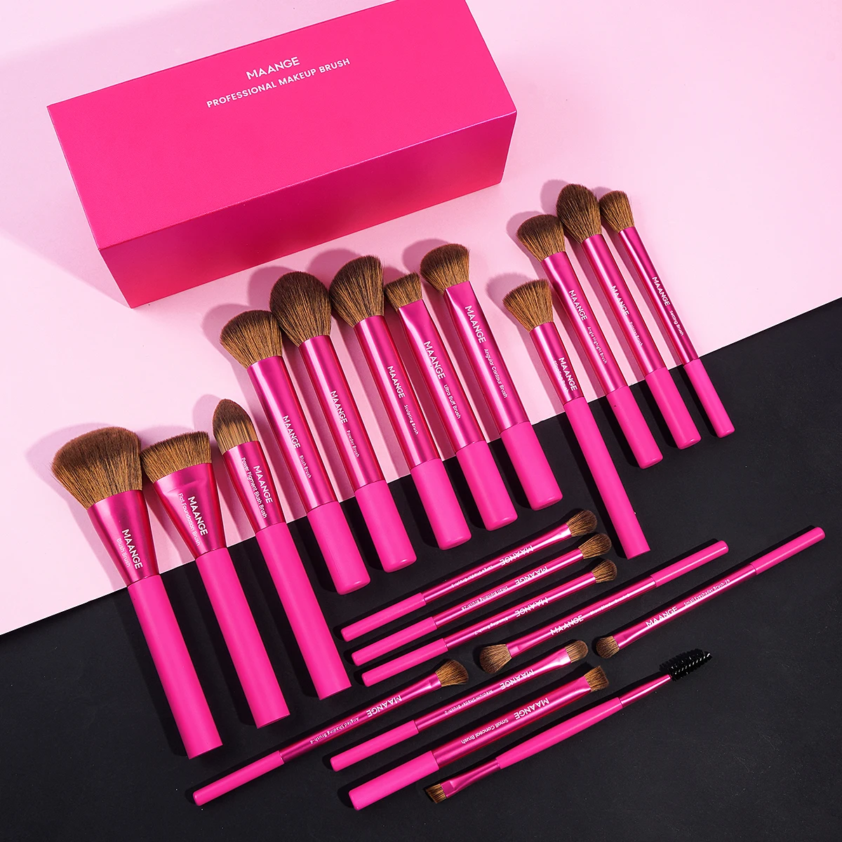 MAANGE 21pcs Makeup Brushes Magic Pink Foundation Blush Eyeshadow Powder Brushes Soft Bristles Gift for Valentine's Day Girls