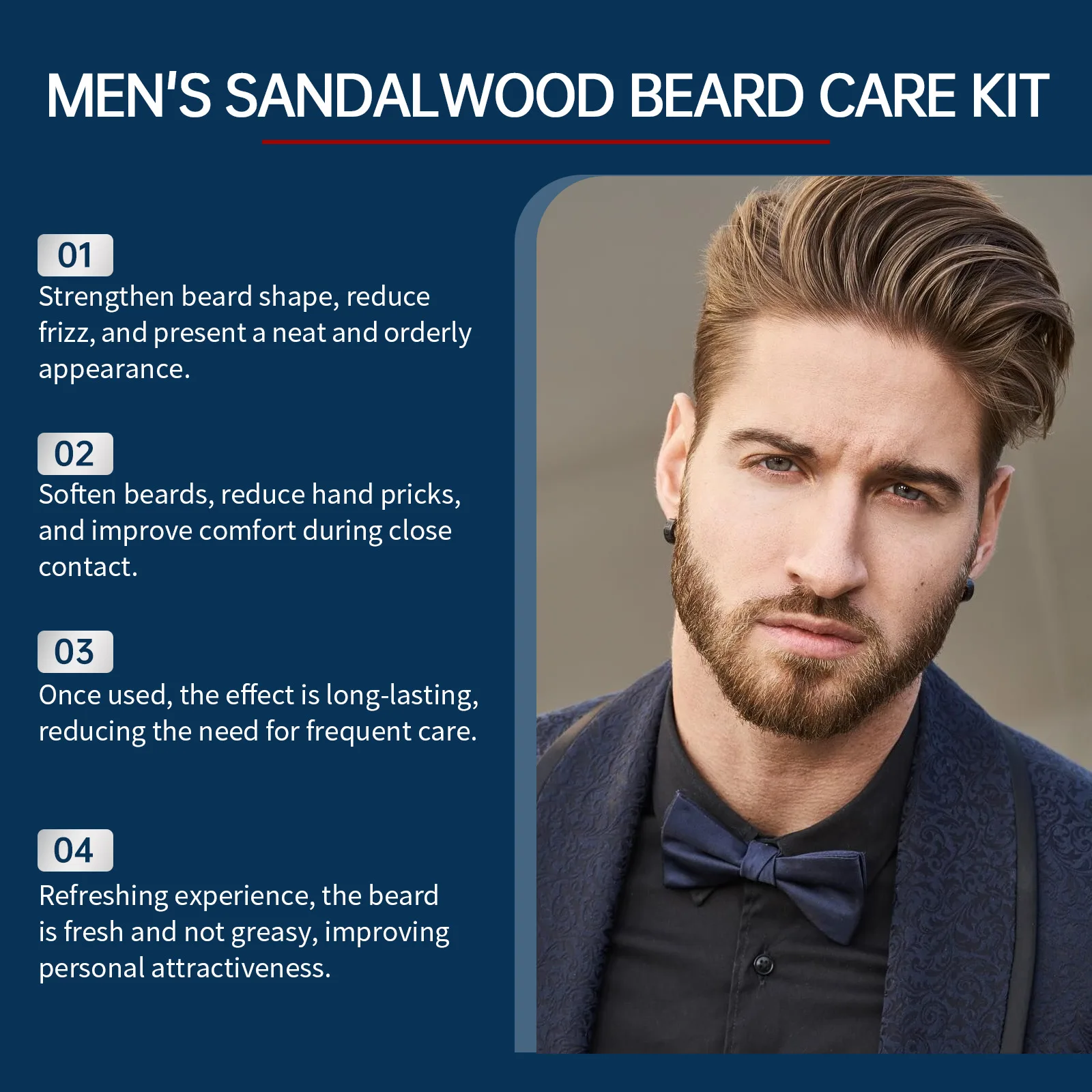 East Moon Men Beard Care Set Deeply Nourshing Soften Beard Reducing Frizz Strengthen Shape Lasting Scent Moustache Grooming Kit