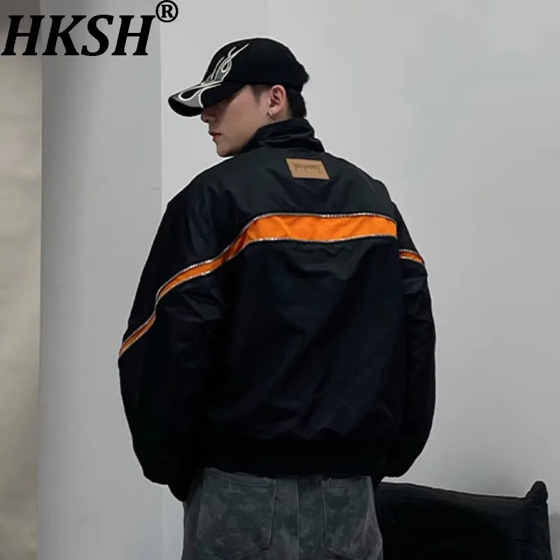 

HKSH Autumn Winter New Men Tide Punk Padded Coat Zipper Deconstructed Flight Jacket Loose Women Chic Ins Vibe Streetwear HK17710