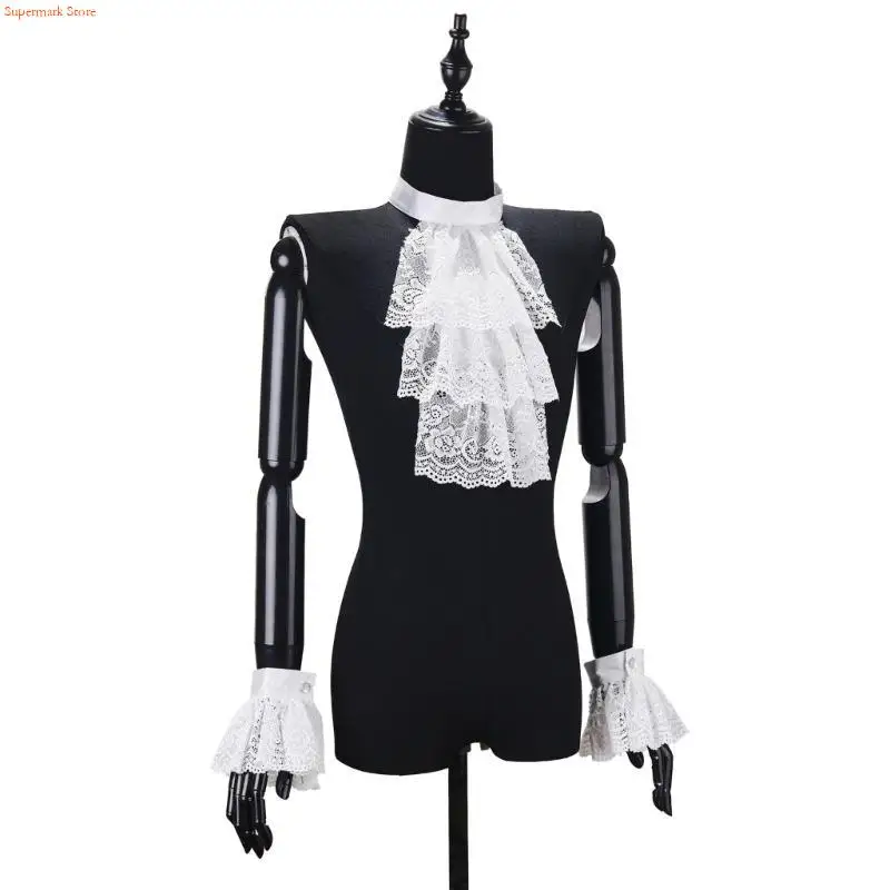 Q5WE Elegant Elizabethan Neck Ruff Light weight Collar Medieval Costume Collar