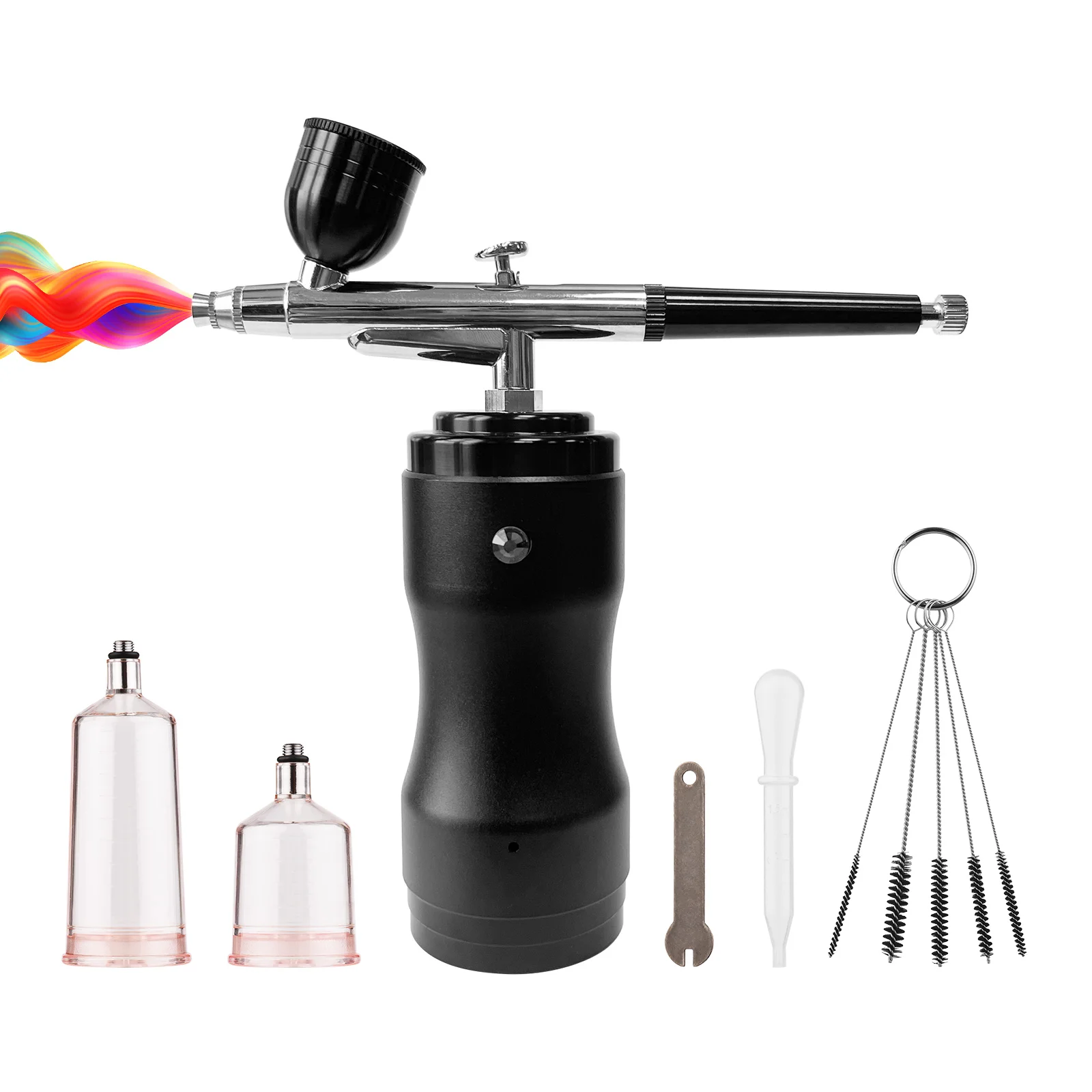 Airbrush Kit with Compressor Handheld Cordless Air Brush Pen Dual-Action 3-level Adjustable Pressure for Painting Model Coloring