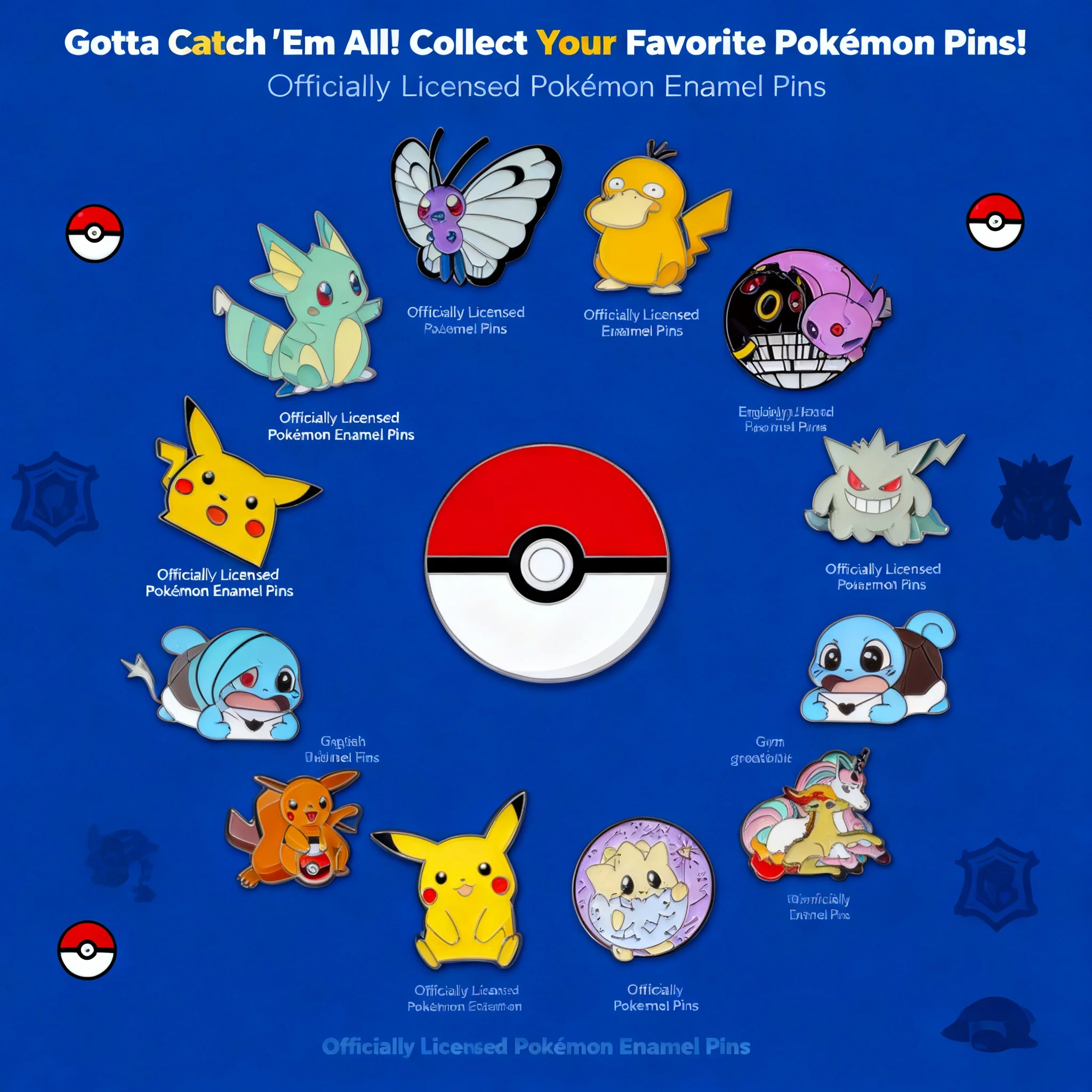 

Набор коллекционных эмалевых значков Pokemon: милые персонажи Пикачу и Генгар, металлические мультяшные броши для рюкзаков, шляп, сумок, воротников, лацканов