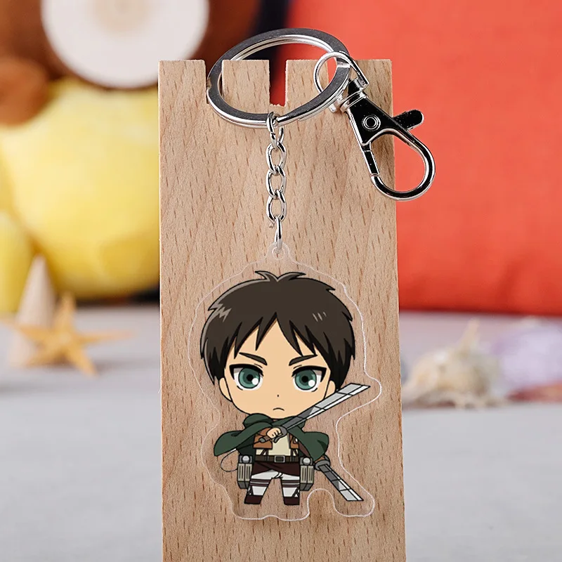 Anime Attack on Titan Levi Ackerman Eren Jaeger Key Chain Pendant Cosplay Two-sided Acrylic Keychain Keyring Prop