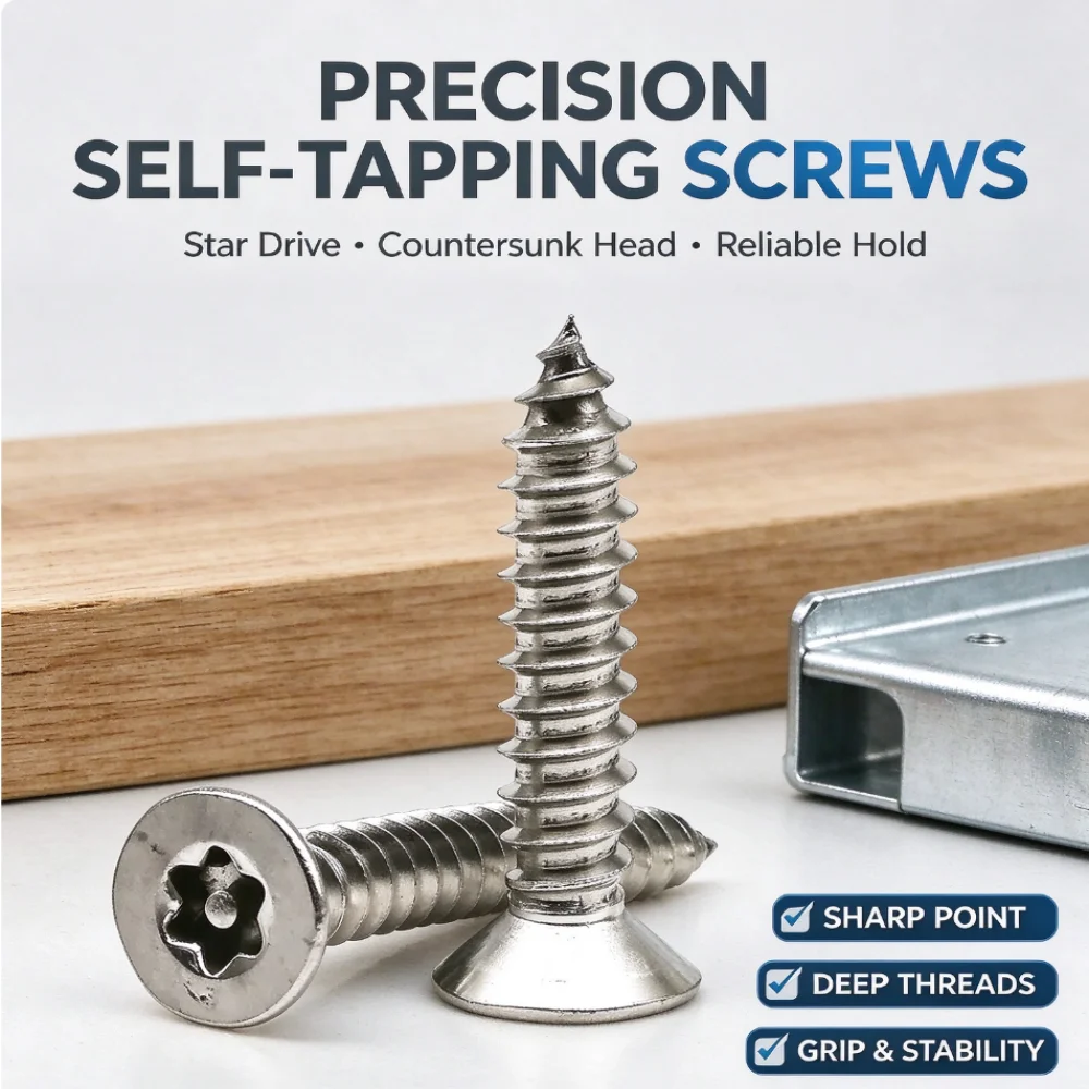 M2.9M3.5M3.9M4.2M4.8 304 Stainless Steel Six Lobe Flat Countersunk Head with Pin Security Self-tapping Wood Torx Screw