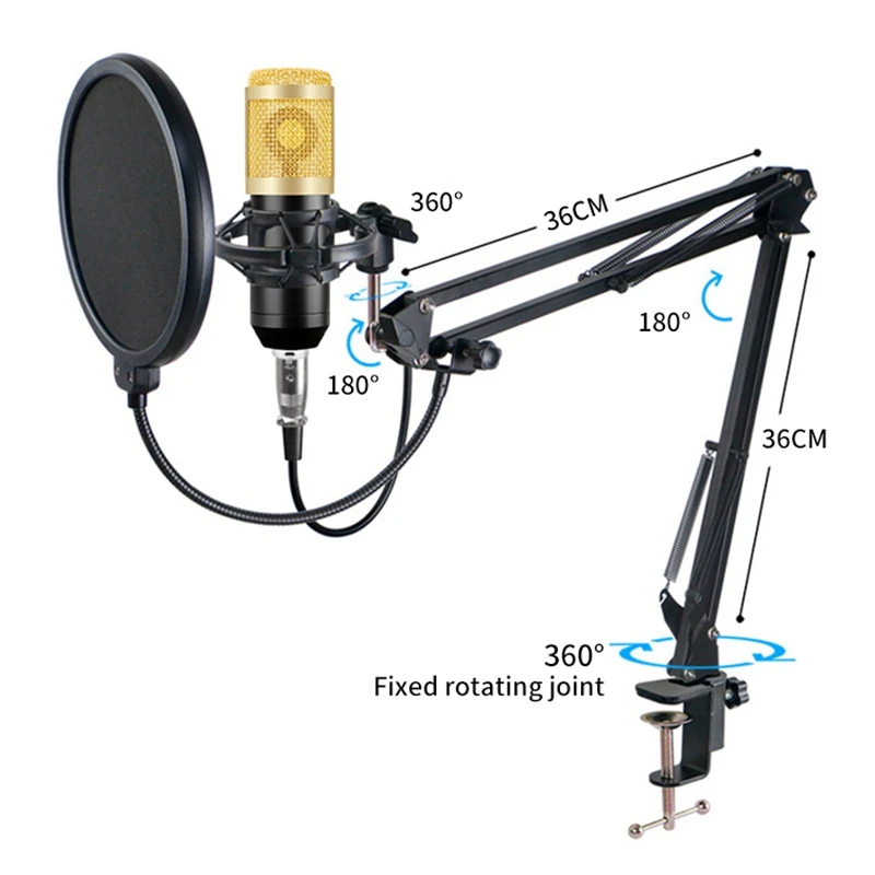 Professional Condenser Microphone Kit with V8 Sound Card Set for Live Streaming Mic Youtube Home Karaoke Studio