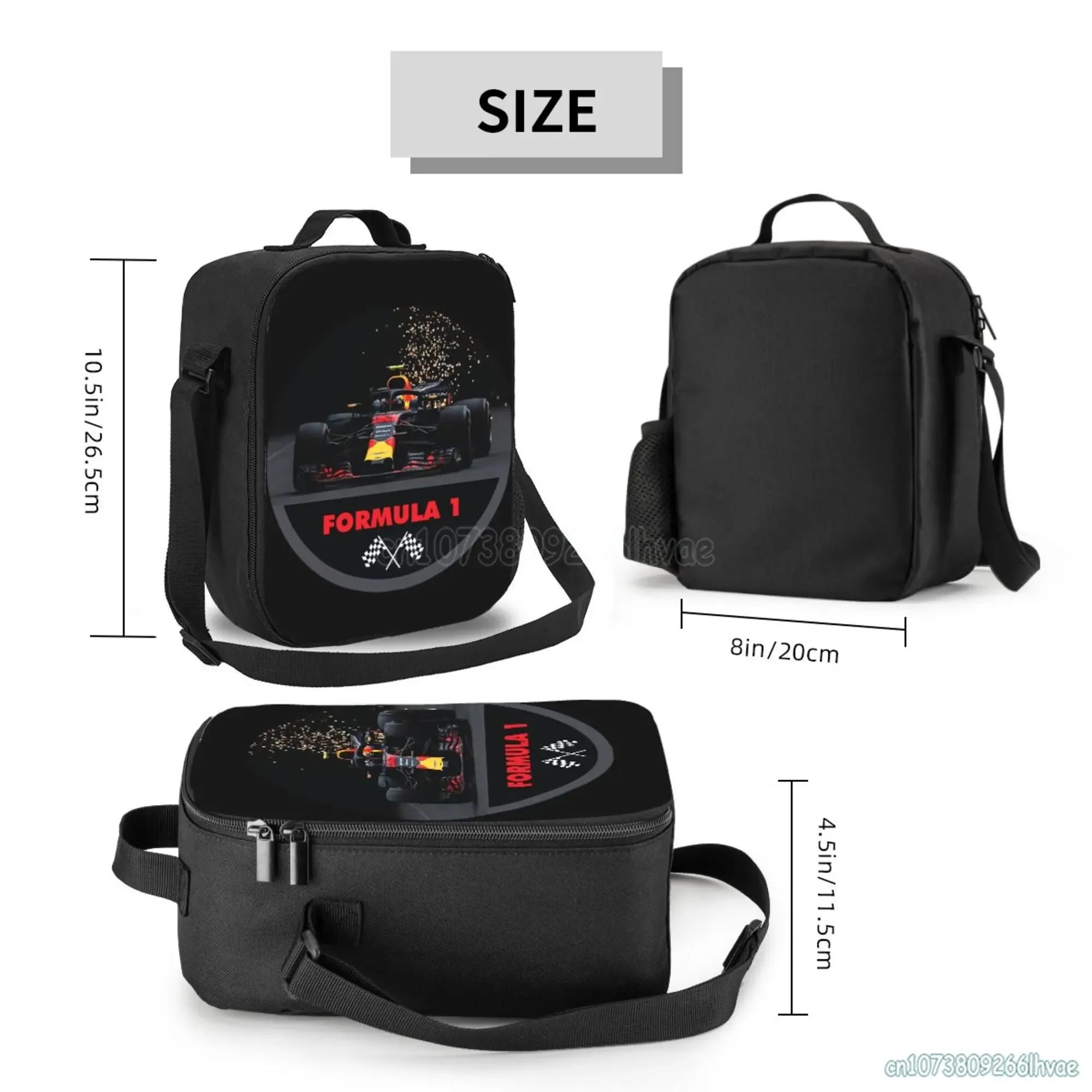 F1 Car Racing Insulated Lunch Bag Resuable Waterproof Thermal Oxford Lunch Box with Single Shoulder Portable Tote Bento Bag