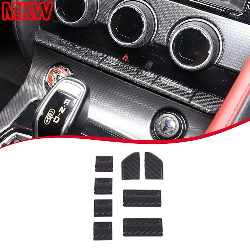 

For Jaguar F-TYPE 2013-2024 Real Carbon Fiber Car Central Control Air Conditioning Button Switch Cover Trim Car Accessories