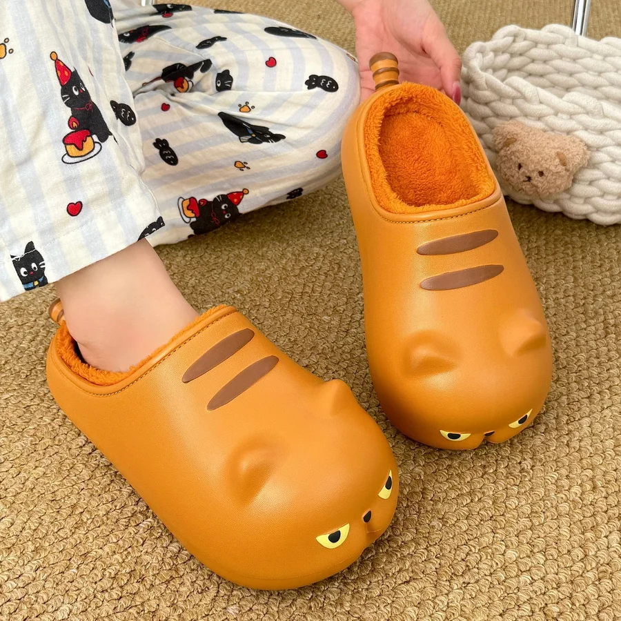 

New women's eva slippers cat design shoes with tails waterproof indoor outdoor slipper woman black kitty mules new shoes ladies